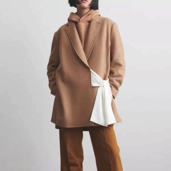 Thakoon Wrap Tie Virgin Wool Jacket Camel Size Large - Picture 1 of 7